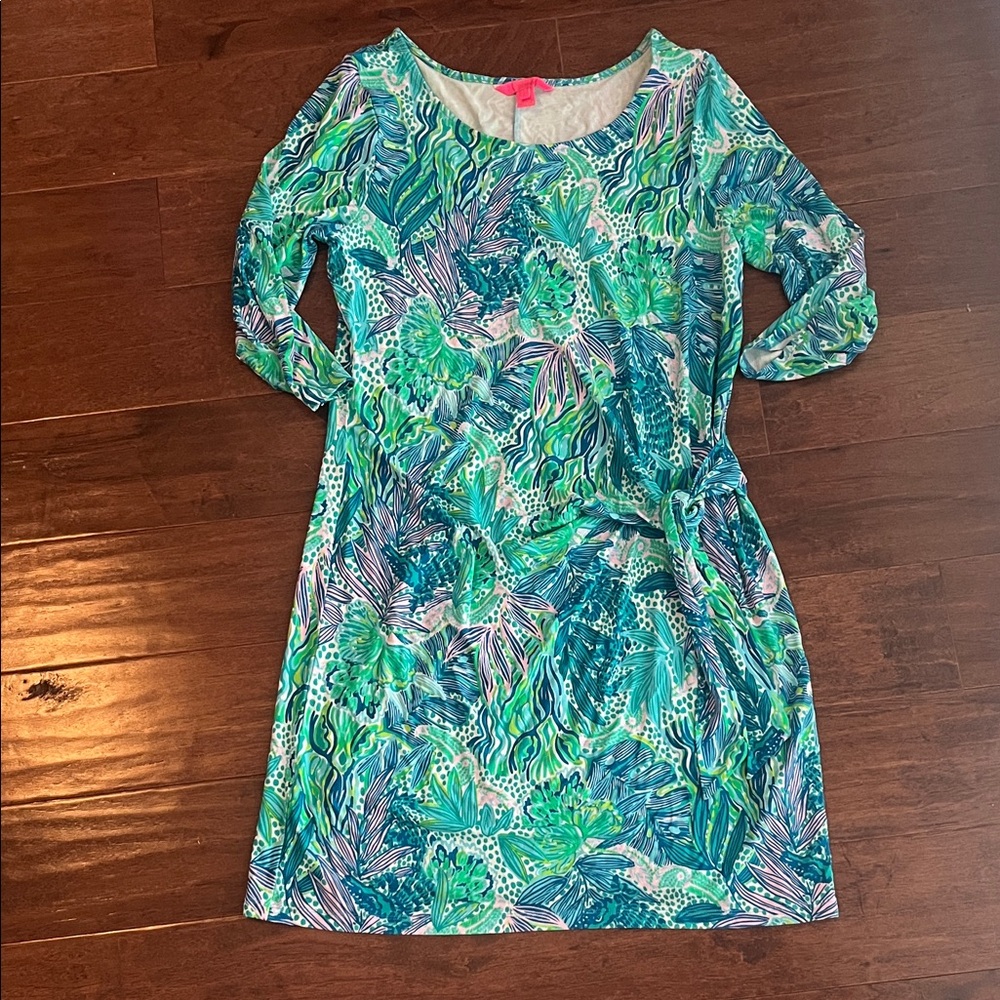 Lilly Pulitzer Teal & Aqua Floral Stretch Dress